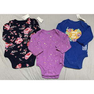 3 Sets Of Twin Girl Long Sleeve Bodysuits 3-6 Months